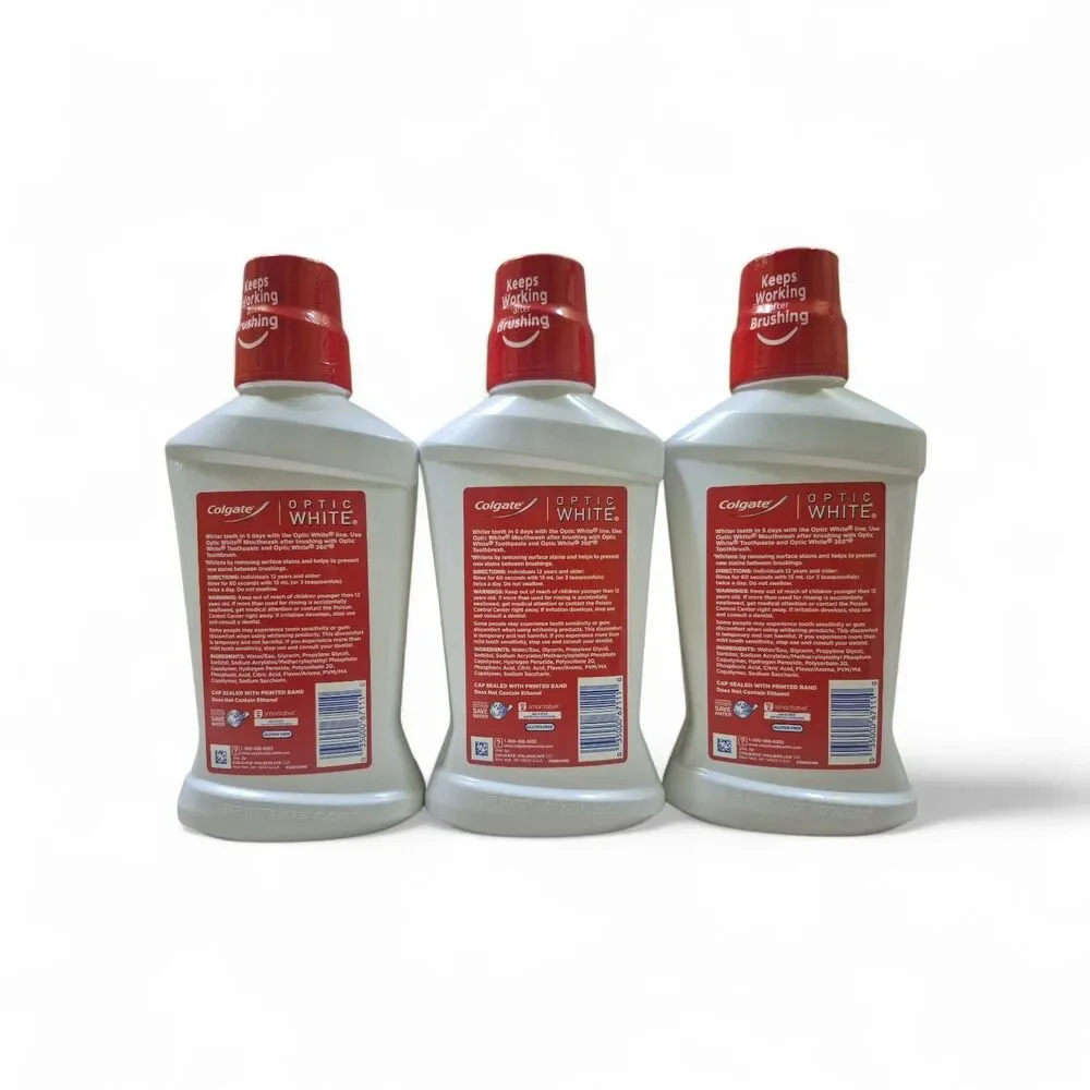 Colgate Optic White Mouthwash Effective Peroxide Formula Icy Fresh Mint 16 OZ